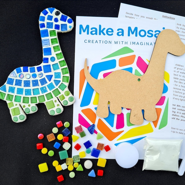 Mosaic Long Neck Dinosaur Craft Kit - Any Colour Combination - Boys Craft Ideas