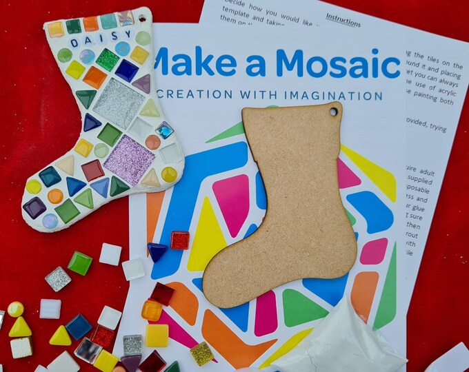 Make a Mosaic Christmas Tree Decoration -  Christmas Stocking - Christmas Crafts - Christmas Eve Box -  Any colour combination