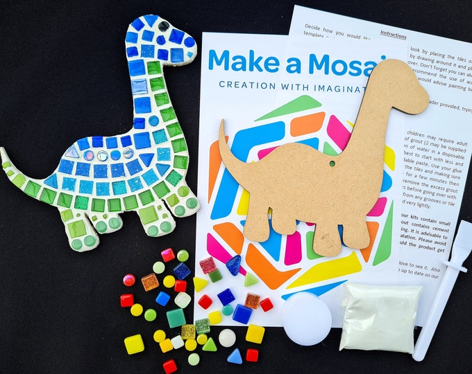 Mosaic Long Neck Dinosaur Craft Kit - Any Colour Combination - Craft idea for boys