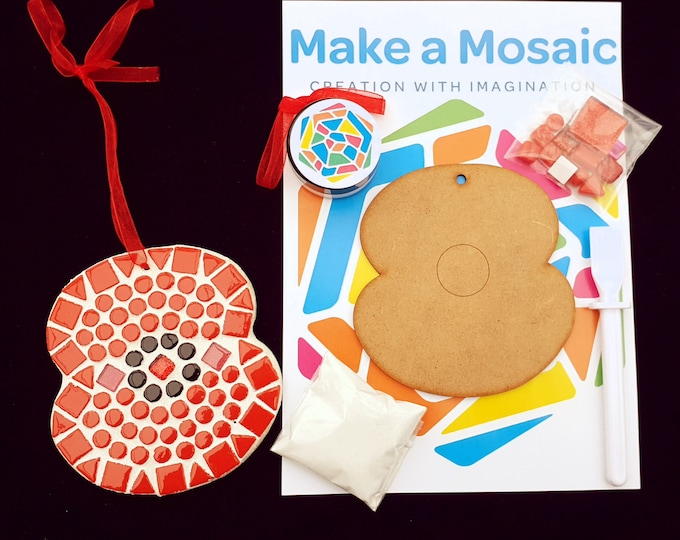 Make a Mosaic Poppy Craft Kit - Poppy Gift - Poppy Crafts - Poppy Decoration