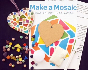 Make a Mosaic Mini Heart Craft Kit - Teacher thank you, craft party, Father's Day