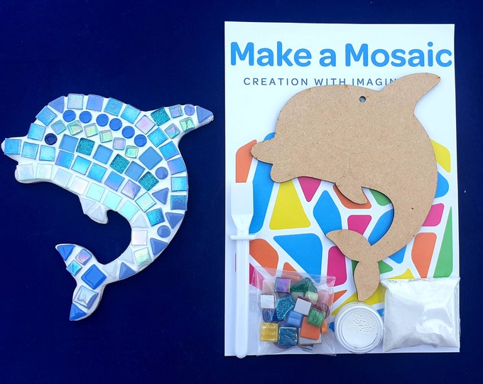 Mosaic Dolphin Craft Kit -  Under the Sea Crafts - Dolphin Gift - Ocean Creature Crafts