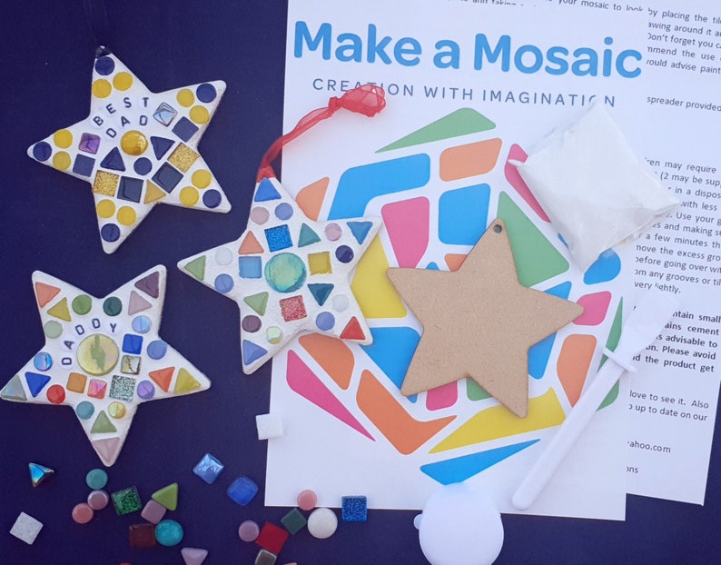 Make a Mosaic Star Craft Kit - Any Colour Combination, Thank you gift, Party Bags, Personalised, Make your own image 3