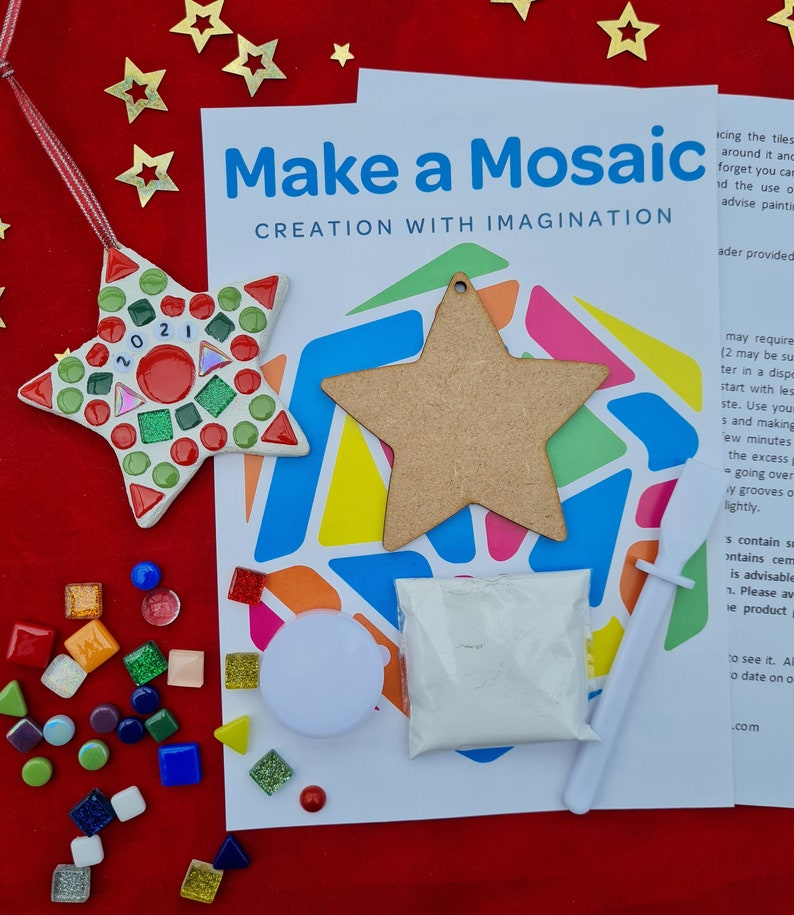 Make a Mosaic Star Craft Kit - Any Colour Combination, Thank you gift, Party Bags, Personalised, Make your own image 2