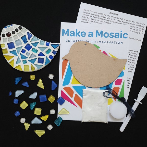 Mosaic Bird Craft Kit -  Blue Tit - Any Colour Combination - Spring Crafts