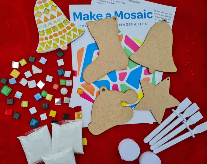 Mosaic Christmas Craft Box - 4 Templates - Christmas Tree Decorations - Make Your Own