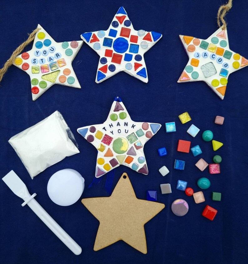 Make a Mosaic Star Craft Kit - Any Colour Combination, Thank you gift, Party Bags, Personalised, Make your own image 5