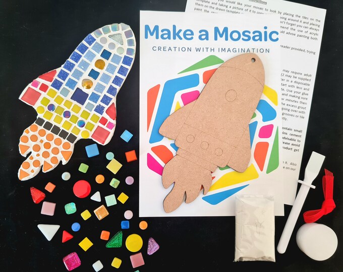 Mosaic Rocket Craft Kit -  Crafts for Boys - Any Colour Combination