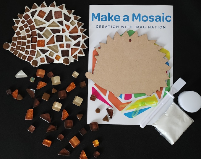Make a Mosaic Hedgehog Craft Kit -  Any Colour Combination - Hedgehog Gifts, Hedgehog Crafts