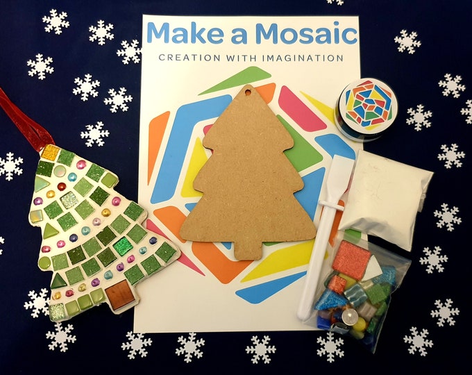 Make a Mosaic Christmas Tree Decoration - Christmas Crafts - Christmas Eve Box - Make Your Own - Craft Kit