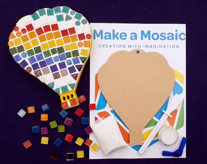 Mosaic Hot Air Balloon Craft kit - Craft Gift -  Any Colour Combination - Make a Mosaic