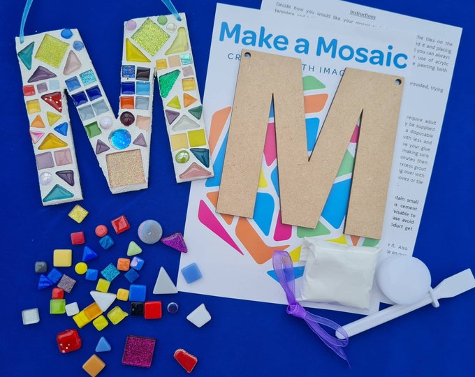 Mosaic Letter Craft kit -  Hanging Letters - Any Initial - Any Colour Combination - Birthday Party Crafts