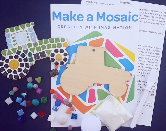 Mosaic Tractor Craft Kit - Any Colour Combination - Craft gifts for boys