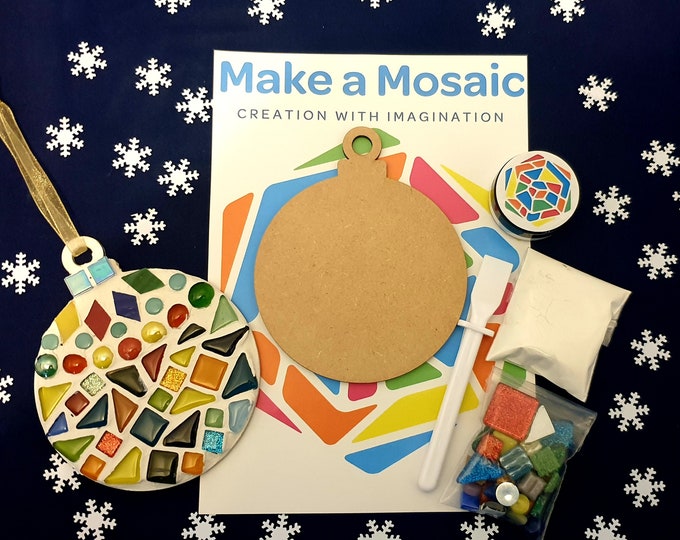 Mosaic Craft Kit - Tree decoration - Make your own Bauble (10cm) - Christmas Crafts