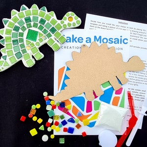 Dinosaur Mosaic Craft Kit - Stegosaurus - Crafts for Kids - Any Colour Combination