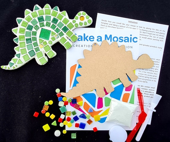 Barlone Set 20 Adesivi Mosaico In Gomma EVA Per Bambini – Dinosauri, Animali, Oceano E Trasporti – Attività Creativa Fai Da Te Senza Colla