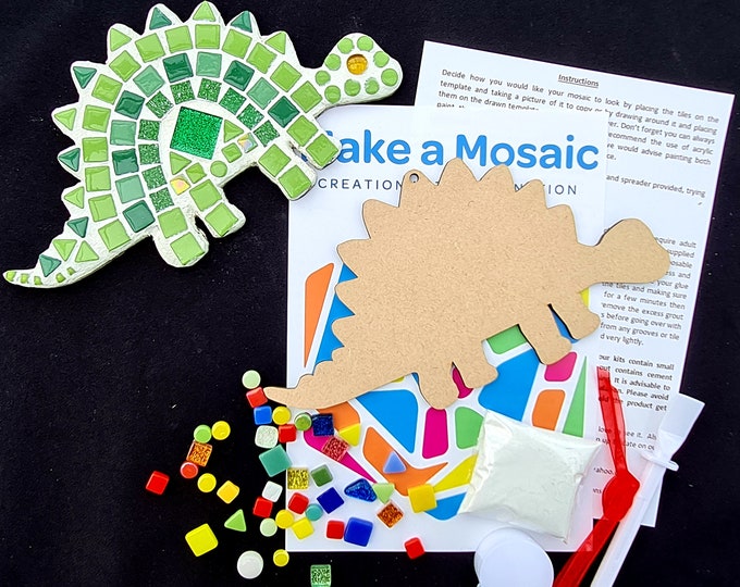 Dinosaur Mosaic Craft Kit - Stegosaurus - Crafts for Kids - Any Colour Combination