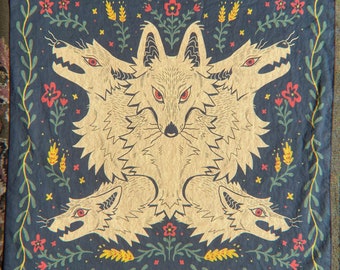 Wolves And Flowers Bandanas