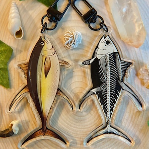 Double Sided Tuna Skeleton Keychain