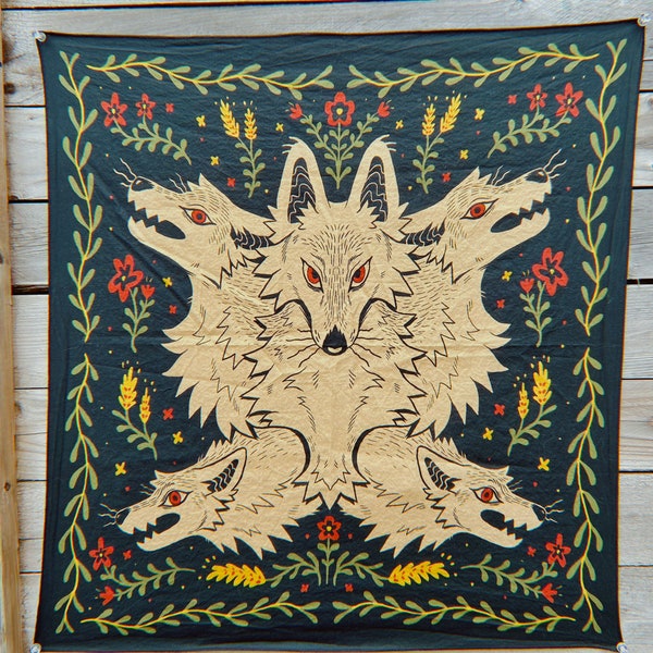 Wolves And Flowers Bandanas