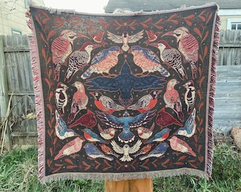 Backyard Birds Woven Blanket