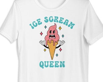 Vintage Ice Screme Königin Unisex T-Shirt, Screme Queen T-Shirt, Eis Screme Königin Shirts, Eis Horror, Screme Königin Geschenk, Horror Fanatiker
