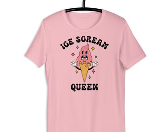 Vintage Ice Screme Königin Unisex T-Shirt, Screme Queen T-Shirt, Eis Screme Königin Shirts, Eis Horror, Screme Königin Geschenk, Horror Fanatiker