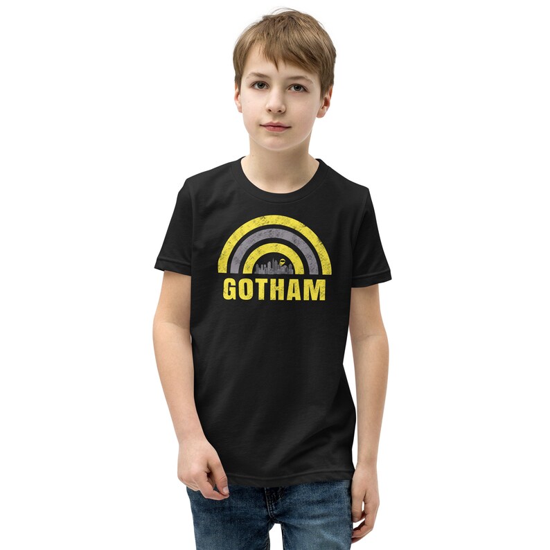 City of Bats Youth Short Sleeve T-Shirt - Kids Bat man Tee Kids Gotham Shirt Youth Gotham Tee