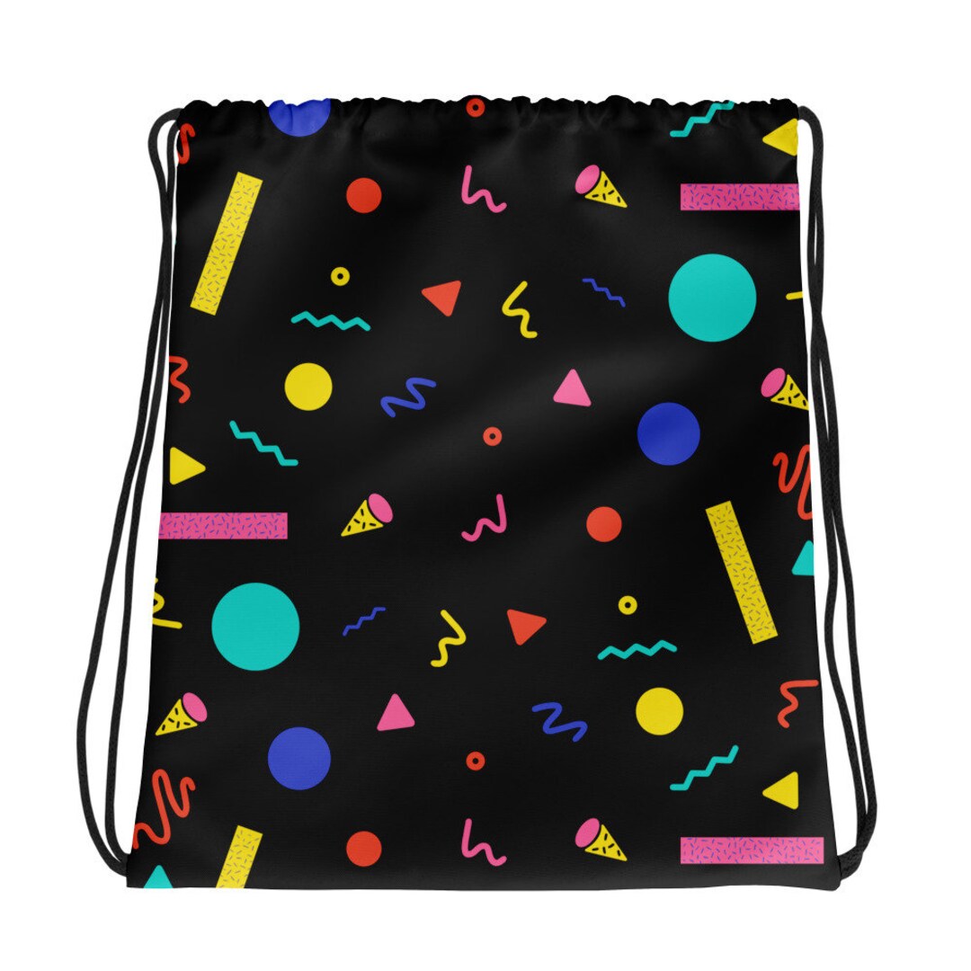 90s Style Shape Drawstring Bag, 90s Bag, Rad Drawstring Bag, 90s Style ...