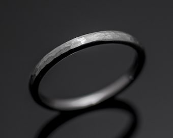 2mm Thin Silver Hammered Brushed Tungsten Wedding Ring, Tungsten Carbide, Silver Tungsten Ring Band, Wedding Band