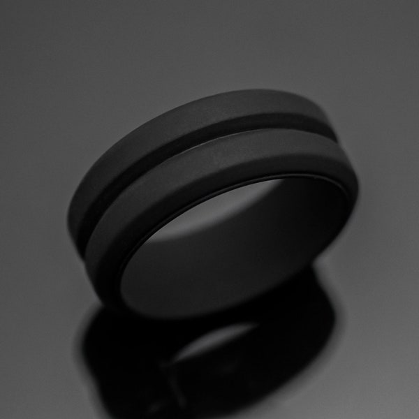 Black Silicone Wedding Band | Unisex 8mm Rubber Ring