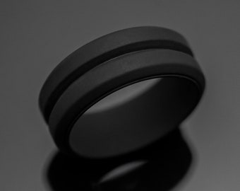 Black Silicone Wedding Band | Unisex 8mm Rubber Ring