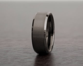 Gunmetal  Tungsten Ring Men's Band, Obsidian Style Coffee, Mens Wedding Ring, Wedding Band, Sand Blasted Tungsten Carbide, 8mm width