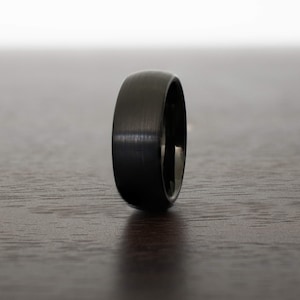 Obsidian Ring Tungsten Carbide mens wedding band, wedding ring, brush dome rings