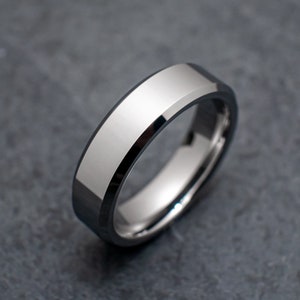 6mm HIGH Polish Silver Tungsten Ring, Wedding band unisex silver ring