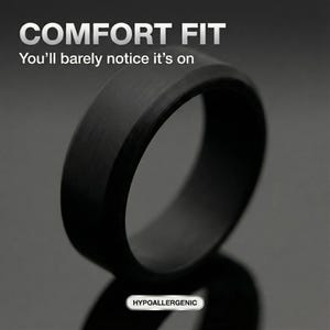 8mm Black Silicone Wedding Band – Flexible Rubber Ring for Active Wear, Comfort Fit image 3