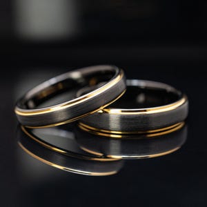 Vigselringar i svart obsidianguld för honom och henne, 4 mm 5 mm volframringar
