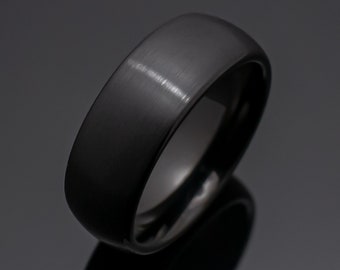 Black Wedding Band for Men, Wedding Ring for Men, Black Obsidian Tungsten Style