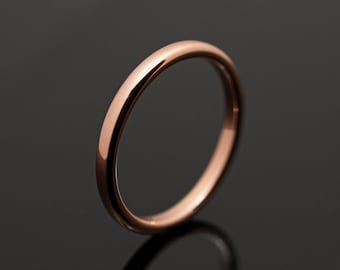 2mm Polished Rose Gold Wedding Band for Her | Tungsten Engagement Ring for her Women's rose gold band, rose gold wedding ring,rose gold ring