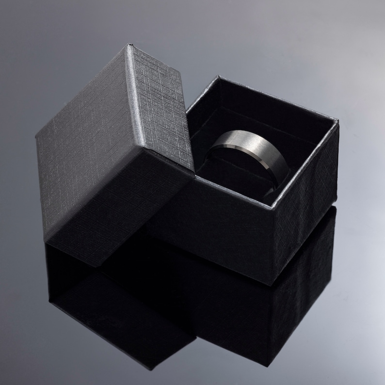 Gunmetal Tungsten Ring Men's Band, Obsidian Style Coffee, Mens Wedding Ring, Wedding Band, Sand Blasted Tungsten Carbide, 8mm width image 5