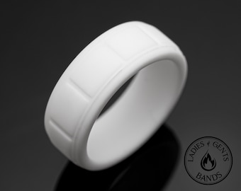 8mm White Silicone Wedding Band | Unisex Rubber Ring