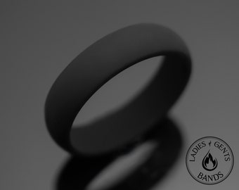 6mm Black Silicone Wedding Band | Unisex Rubber Ring