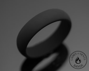 Men's Premium Quality Black Rubber Wedding Band - Size 9 - Comfort Fit Ring