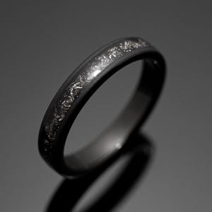 4mm/6mm Black Sandblasted Meteorite Tungsten Wedding Ring Set His and Hers image 2