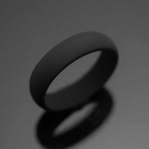 6mm Black Silicone Wedding Band Unisex Rubber Ring image 4