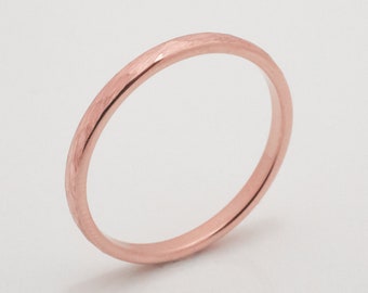 Hammered Thin Rose Gold Wedding Ring, 2mm Thin Hammered Tungsten Wedding Band, Womens Band, Unisex Ring