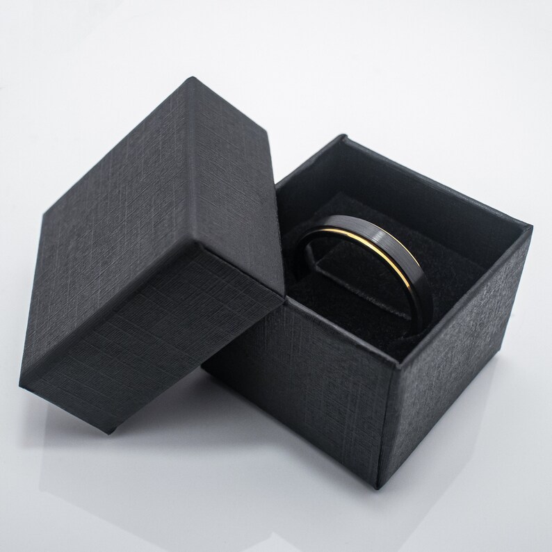 Wedding Band Womens Ring 4mm Polished Yellow Gold* Tungsten Carbide Unisex Band Wedding Ring 4mm Tungsten Ring