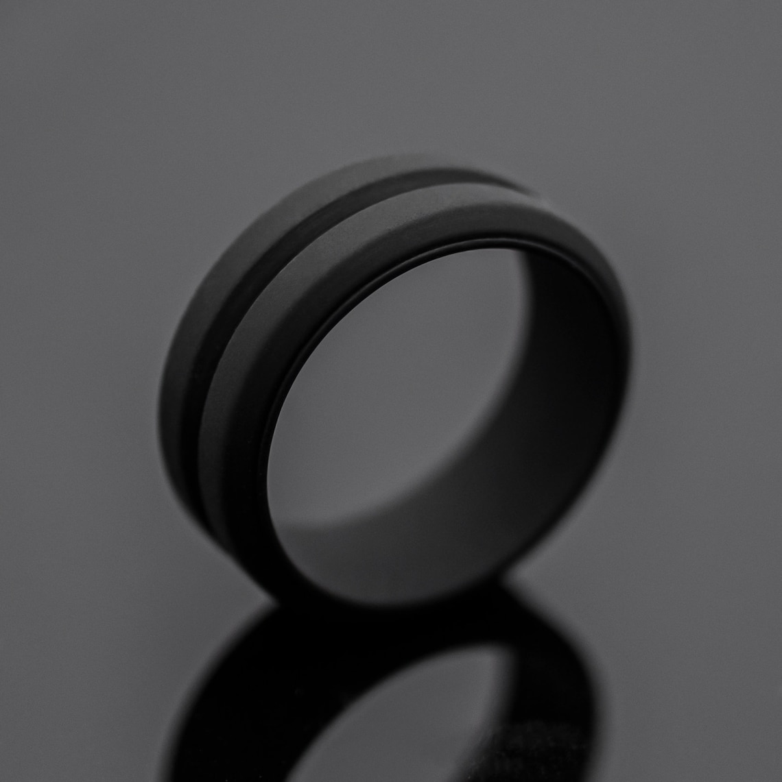 Black Silicone Wedding Band Unisex 8mm Rubber Ring | Etsy