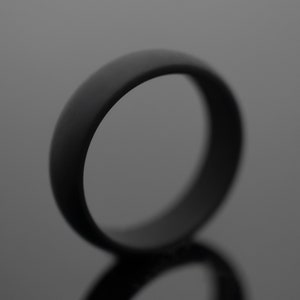 Black Silicone Wedding Band | Unisex Rubber Ring 6mm