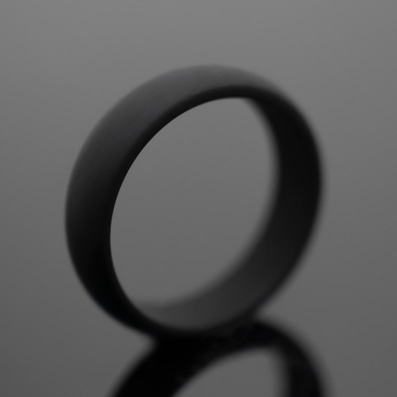 6mm Black Silicone Wedding Band Unisex Rubber Ring image 2